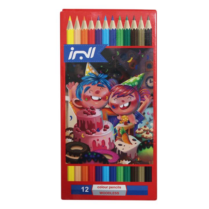 مداد رنگی ۱۲ رنگ البرز  مدل WOODLESS کد 51